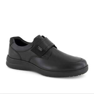 NEW FERRATO men's flat base leather round toe shoes in black
